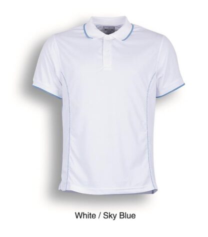 Ladies Essential Polo - White/Sky Blue