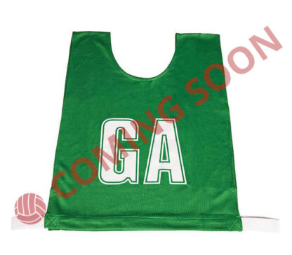 NW Green/White Letters netball bibs