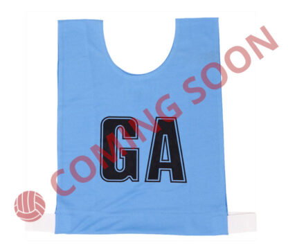 NW Sky Blue/Black Letters netball bibs