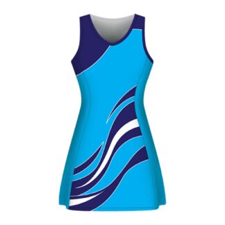 Sky Blue/Navy Swish A Line Dress