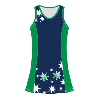 Green/Navy Star A Line Dress - Front