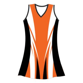 Orange/Black/White A Line Dress